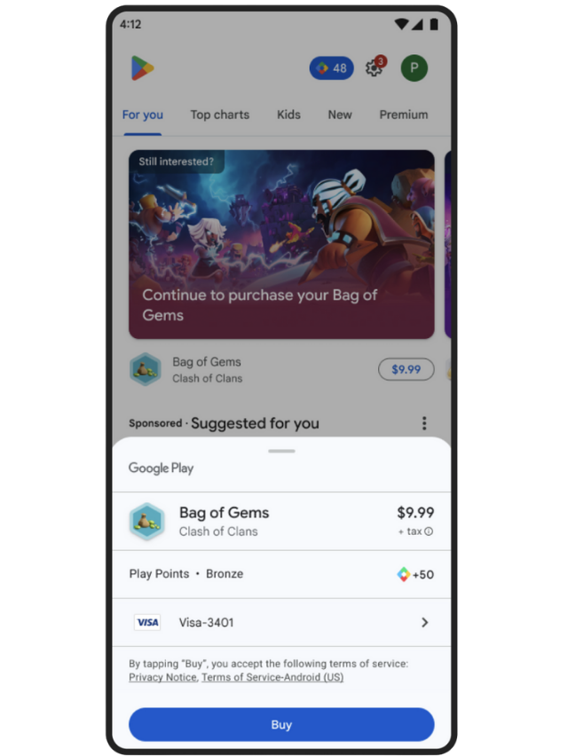 Google Play cart-abandonment reminders 